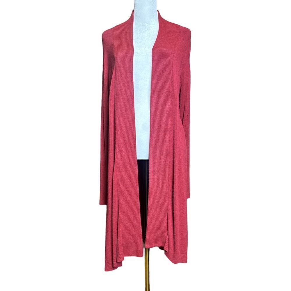 Eileen Fisher Long Sleeve Knit Open Cardigan Pink Size Medium